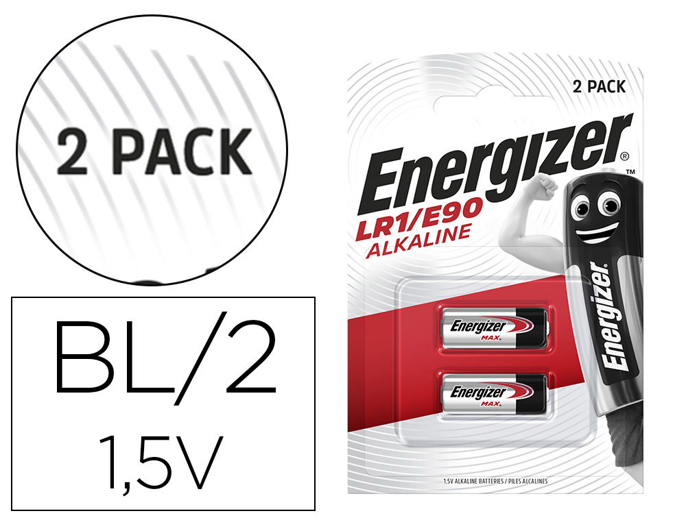 PILE ENERGIZER MINIATURE APPAREILS LECTRONIQUES I.C.E. LR1 1.5V BLISTER 2 UNITS