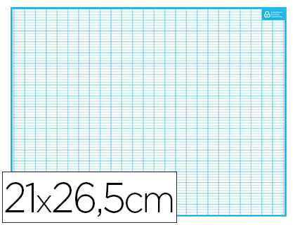 Ardoise effaçable quadrillage / blanche 21 cm x 26,5 cm.