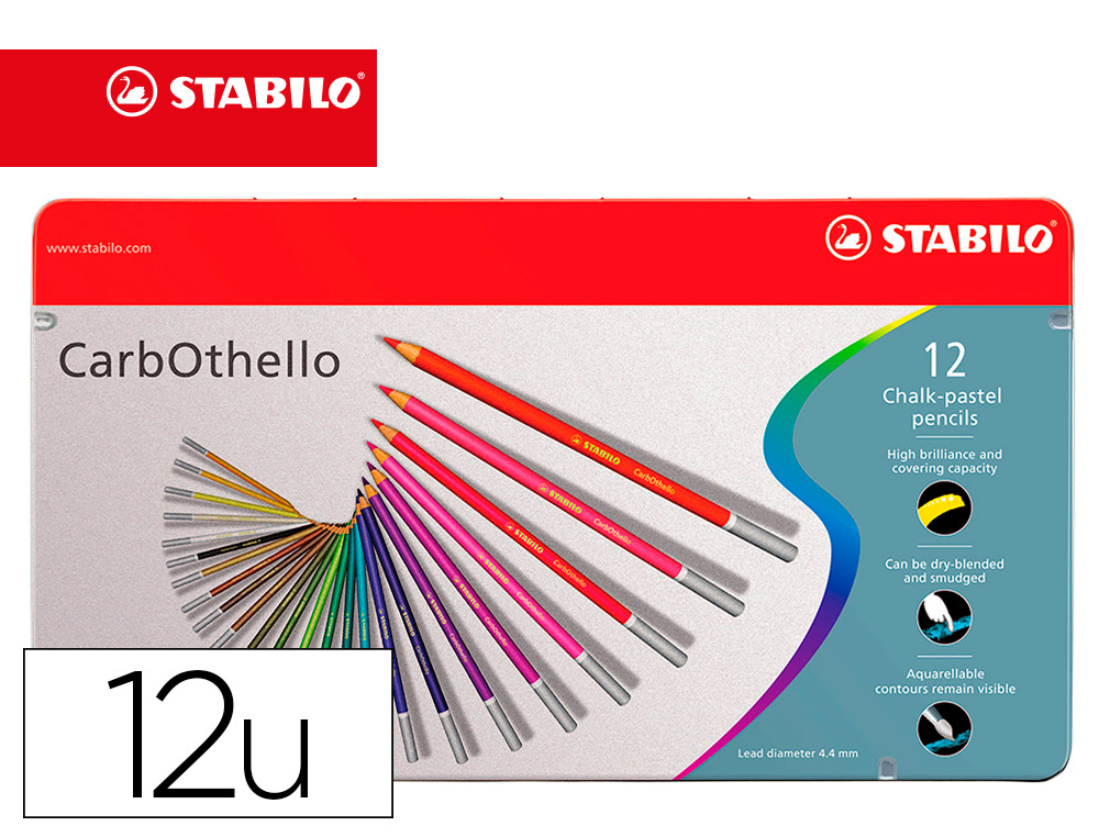 CRAYON COULEUR STABILO CARBOTHELLO FUSAIN PASTEL AQUARELLABLE BEAUX ARTS MINE 4.2MM ESTOMPAGE  SEC BOTE MTAL 12U