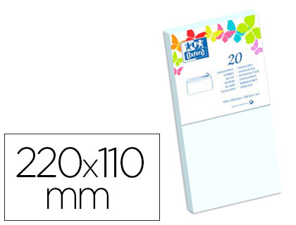 ENVELOPPE OXFORD VLIN 110X220MM 120G COLORIS BLANC TUI 20 UNITS