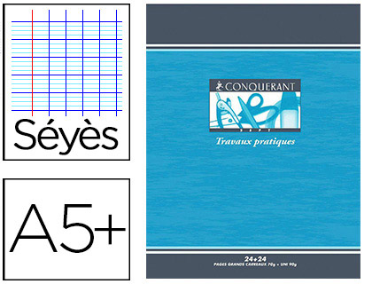 CAHIER PIQU CONQURANT SEPT TRAVAUX PRATIQUES COUVERTURE OFFSET A5+ 17X22CM 48 PAGES 70G 24P SYS 24P UNIES