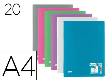 1 porte-vues A4 personnalisable - 40 vues - Polypro - Elba - Coloris  assortis - Porte vue - Protection document