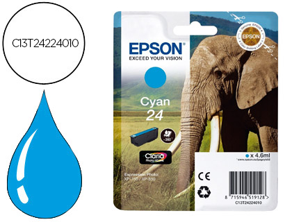 CARTOUCHE EPSON T2422 JET D'ENCRE C13T24224010 COULEUR CYAN 360P