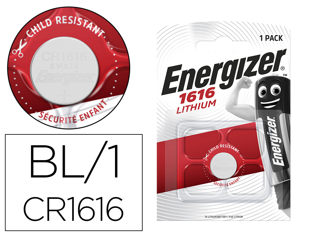 PILE ENERGIZER MINIATURE APPAREILS LECTRONIQUES I.C.E. CR1616 3V BLISTER 1 UNIT