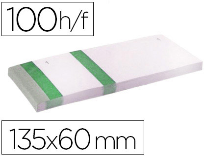 BLOC VENDEUR LIDERPAPEL 2 COUPONS DTACHABLES 100 FEUILLES 60X135MM PAPIER BLANC BANDE COULEUR COLORIS VERT