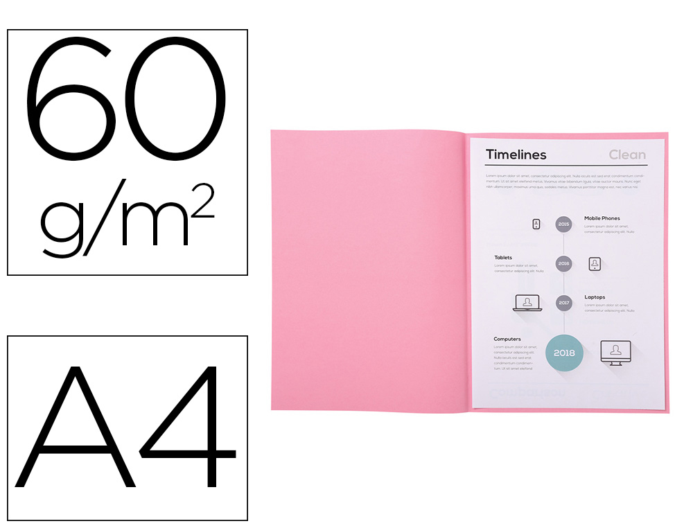 SOUS-CHEMISE EXACOMPTA SUPER 220X310MM 60G COLORIS ROSE PACK 250 UNITS