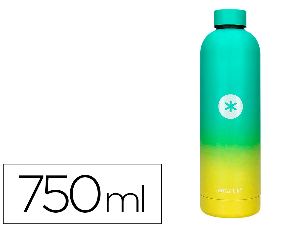 BOUTEILLE ISOTHERME ANTARTIK ACIER INOXYDABLE SANS BPA     750ML COLORIS VERT/JAUNE