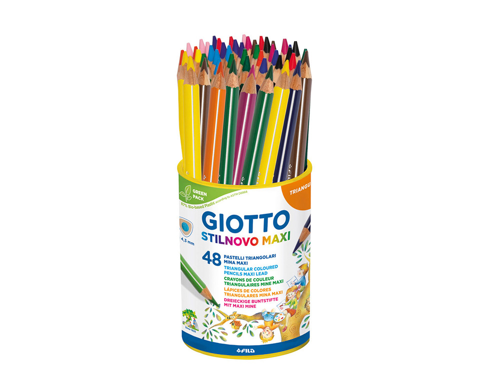 CRAYON COULEUR GIOTTO STILNOVO MAXI COLORIS         ASSORTIS POT 48 UNITES