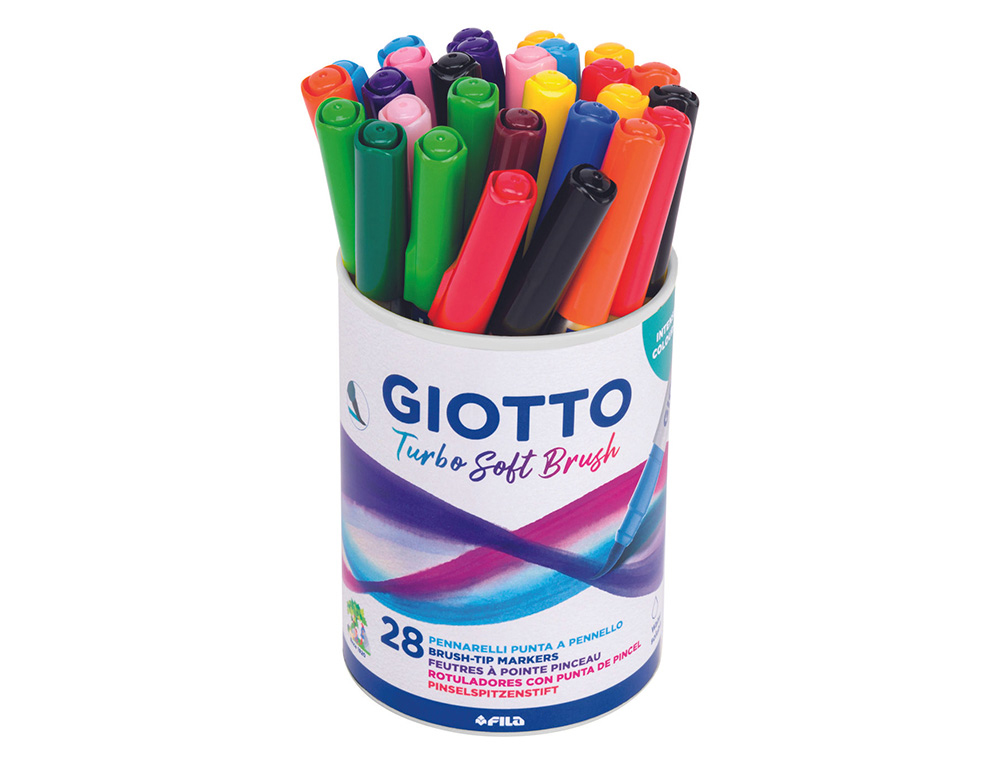 FEUTRE GIOTTO TURBO SOFT BRUSH POINTE PINCEAU 10       COLORIS ASSORTIS POT 32       UNITES
