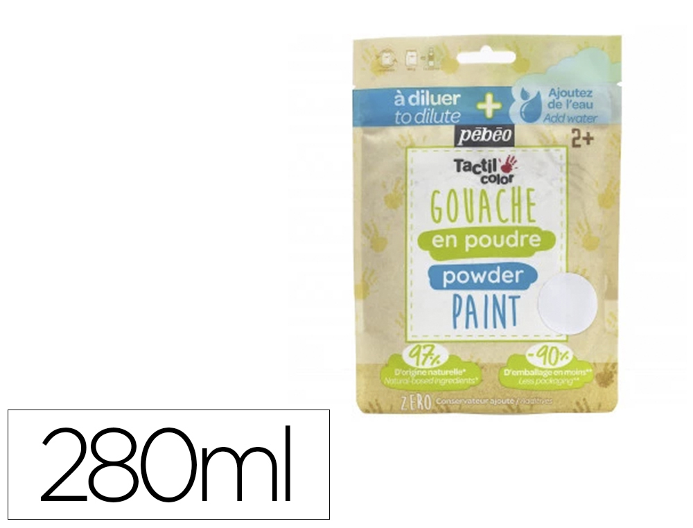 GOUACHE PEBEO TACTILCOLOR POUDRE A DILUER 2 EN 1        GOUACHE DOIGT 280ML GOUACHE   LIQUIDE 500ML COLORIS BLANC