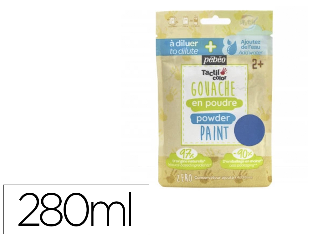 GOUACHE PEBEO TACTILCOLOR POUDRE A DILUER 2 EN 1        GOUACHE DOIGT 280ML GOUACHE   LIQUIDE 500ML COLORIS BLEU