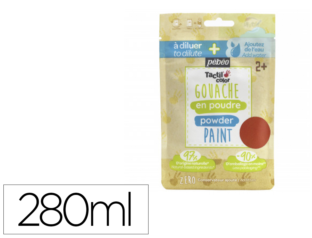 GOUACHE PEBEO TACTILCOLOR POUDRE A DILUER 2 EN 1        GOUACHE DOIGT 280ML GOUACHE   LIQUIDE 500ML COLORIS ORANGE