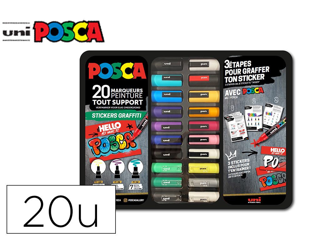 MALLETTE POSCA MARQUEUR MY BLAZE 20 UNITES COLORIS       ASSORTIS