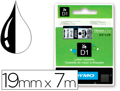 RUBAN TITREUSE DYMO 1000/5500 19MMX7M COLORIS IMPRESSION NOIR/TRANSPARENT