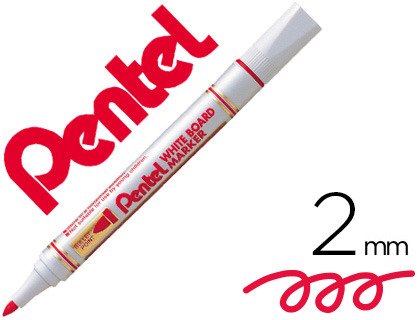 MARQUEUR PENTEL EFFAABLE TABLEAU BLANC POINTE OGIVE TRAC 2MM ENCRE FAIBLE ODEUR ET LUMINEUSE COLORIS ROUGE