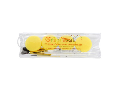 TROUSSE ACCESSOIRES DE MAQUILLAGE OZ INTERNATIONAL GRIM'TOUT AVEC 5 PINCEAUX DE MAQUILLAGE ASSORTIS 1 APPLICATEUR