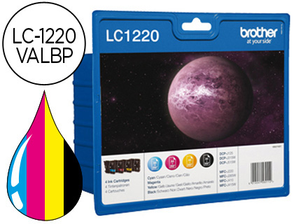 CARTOUCHE BROTHER JET D'ENCRE LC1220 PACK 4 COULEURS NOIR/JAUNE/MAGENTA/CYAN
