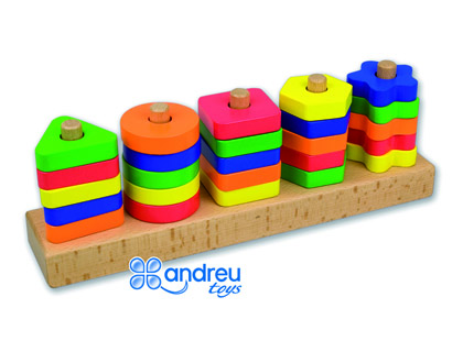 JEU ANDREUTOYS MANIPULATION 25 PICES GOMTRIQUES + 12 MODLES DOUBLE FACE 32,8X19,2X7,1CM