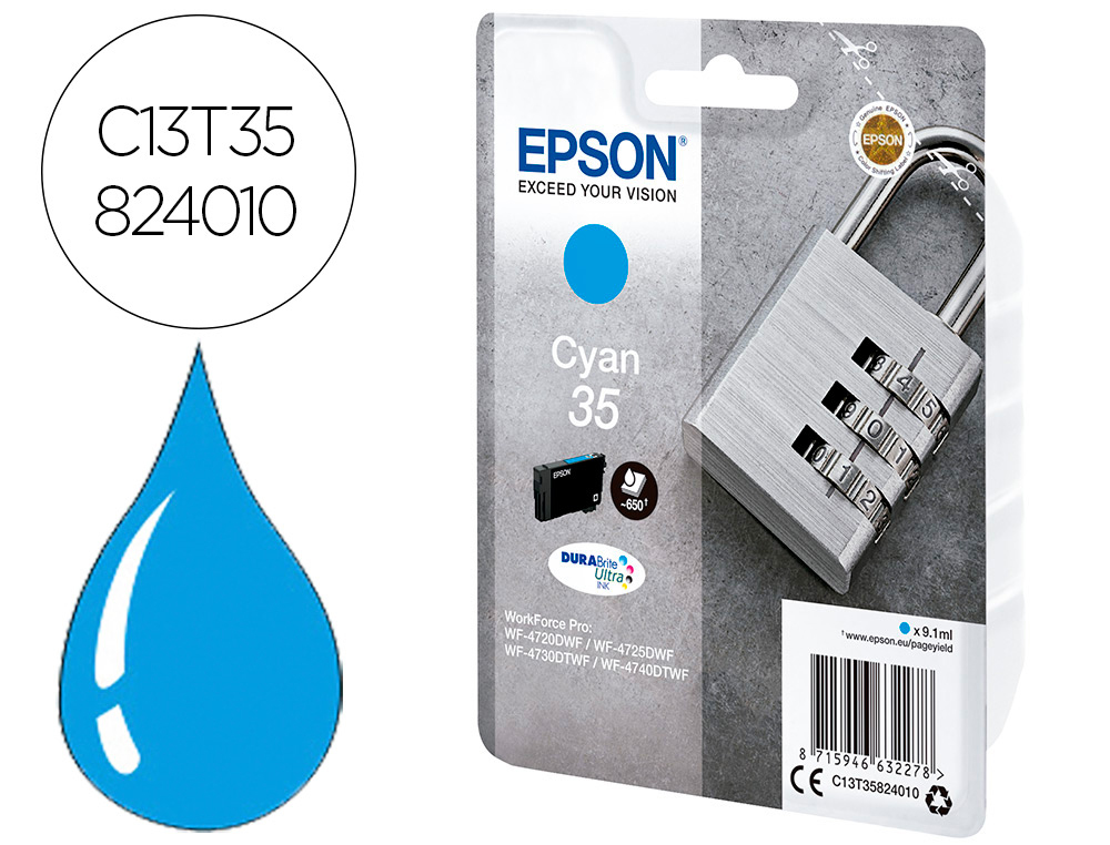 CARTOUCHE EPSON 35 CADENAS T35824010 COULEUR CYAN