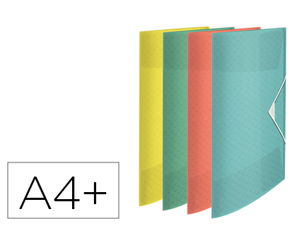 CHEMISE ESSELTE COLOUR'ICE POLYPROPYLNE 320X233MM 3 RABATS CAPACIT 150 FEUILLES 4 COLORIS ASSORTIS