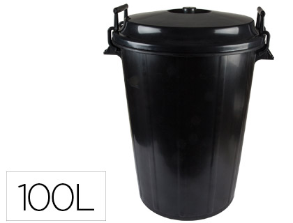 POUBELLE PLASTIQUE RSISTANT COUVERCLE 2 POIGNES FERMETURE CTS UTILISE SACS 85X105CM 100L COLORIS NOIR