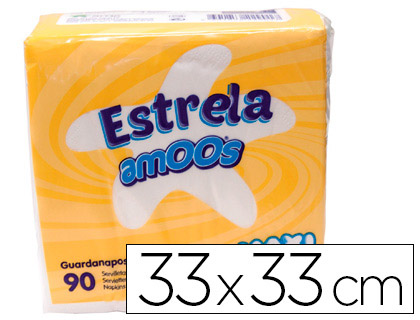SERVIETTE AMOOS ESTRELA 2 PLIS 33X33CM PAQUET DE 90 UNITS