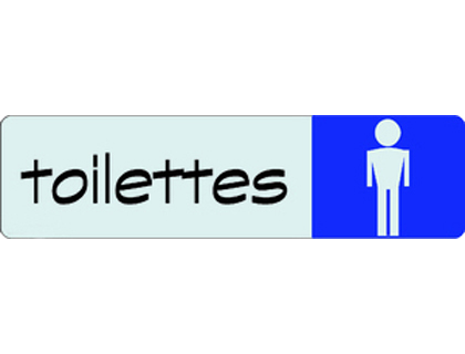 PLAQUE SIGNALISATION SIGN TOILETTES H ALUMINIUM AVEC TEXTE EN BRAILLE 170X45MM