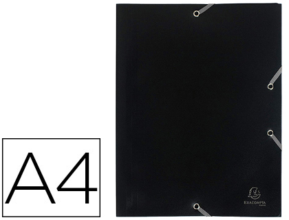 CHEMISE EXACOMPTA POLYPROPYLNE 4/10E OPAQUE CO 3 RABATS LASTIQUES A4+ 240X320MM COLORIS NOIR