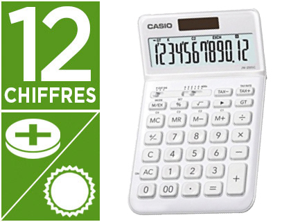 Casio Calculatrice de bureau JW-200SC - 12 chiffres - Blanc - Calculatrices  de Bureaufavorable à acheter dans notre magasin