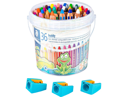 CRAYON COULEUR STAEDTLER BUDDY 140 3 EN 1 + 3 TAILLE-CRAYONS CLASSPACK 36 UNITS