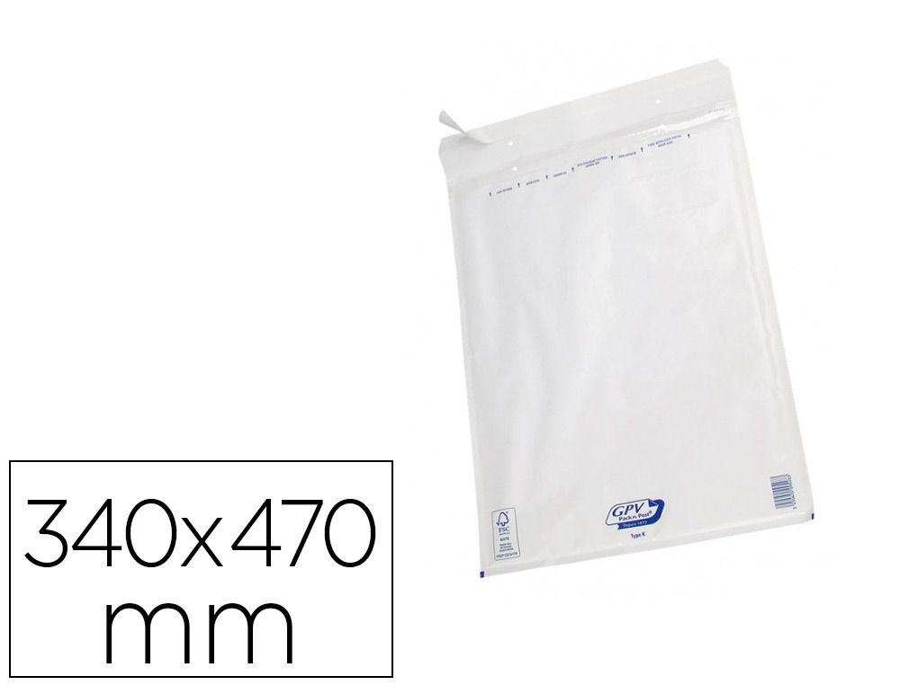 POCHETTE GPV BULLES AIR KRAFT BLANC 75G 340X470MM K BOTE 50 UNITS