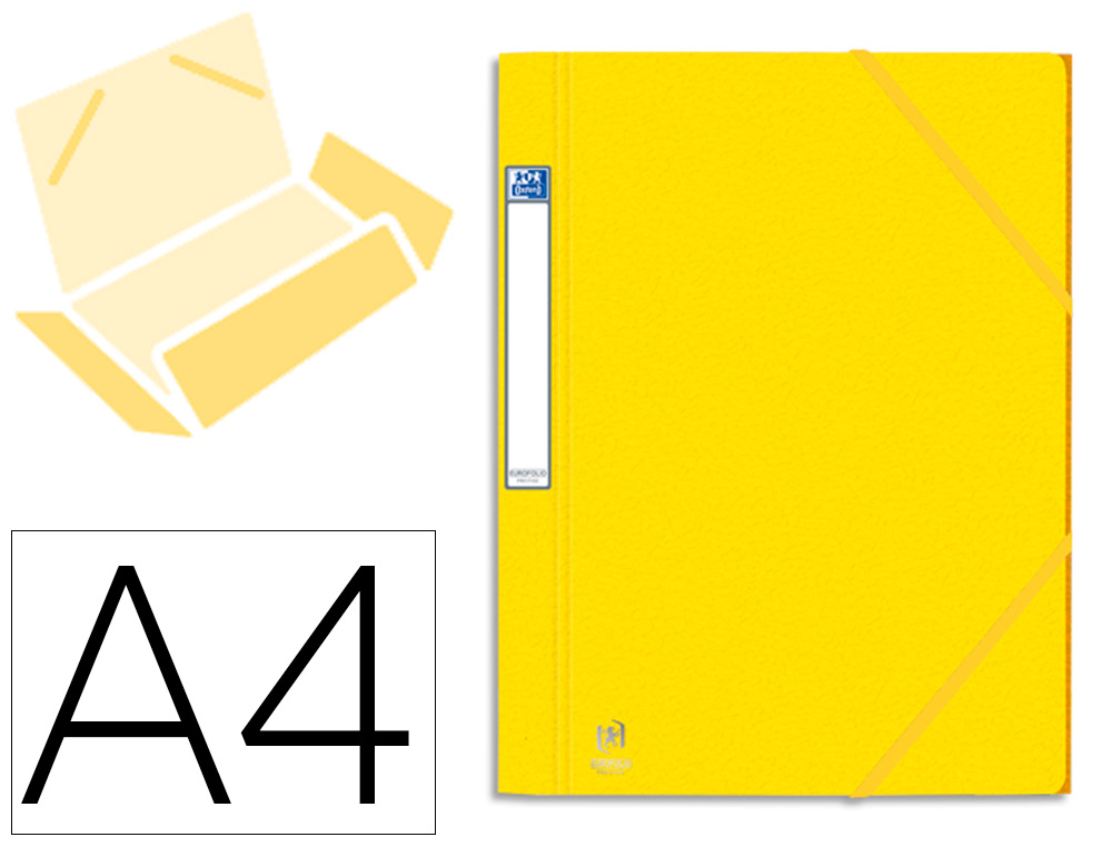 CHEMISE 3 RABATS ELBA EUROFOLIO PRESTIGE CARTE LUSTRE 7/10E A4 DOS 3CM LASTIQUE COLORIS JAUNE
