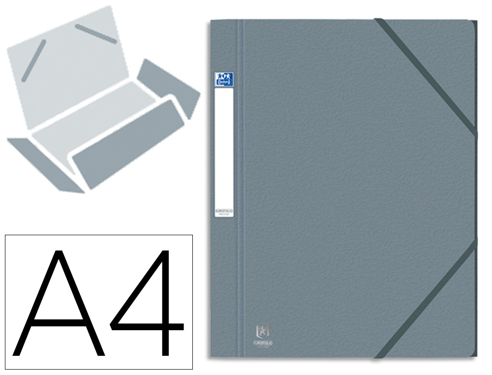 CHEMISE 3 RABATS ELBA EUROFOLIO PRESTIGE CARTE LUSTRE 7/10E A4 DOS 3CM LASTIQUE COLORIS GRIS