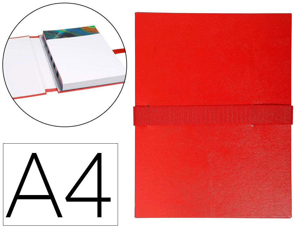 CHEMISE EXACOMPTA RABAT EN PIED BALACRON FORMAT A4 24X32CM DOS EXTENSIBLE 13CM SANGLE SCRATCH COLORIS ROUGE