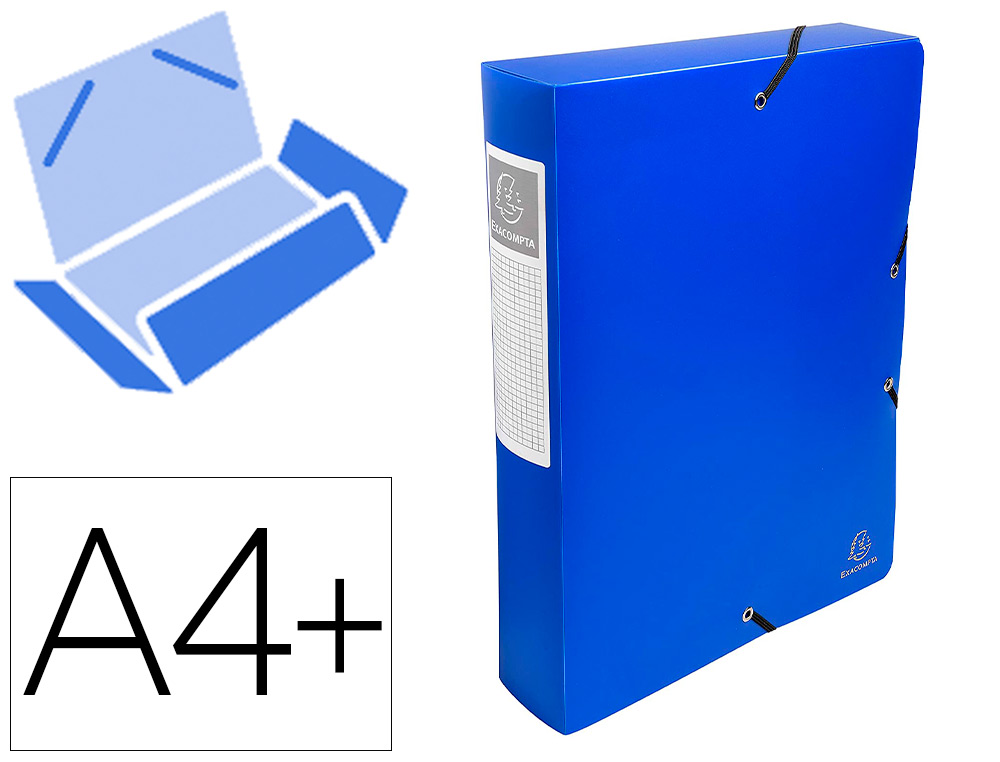 BOTE CLASSEMENT EXACOMPTA EXABOX CARTE LUSTRE 7/10E A4+ 25X33CM DOS 6CM COLORIS BLEU