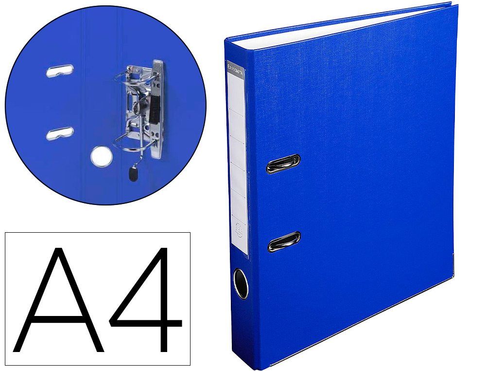 CLASSEUR LEVIER EXACOMPTA POLYPROPYLNE A4 32X29CM DOS 5CM OEILLET PRHENSION RENFORTS MTALLIQUES COLORIS BLEU FONC