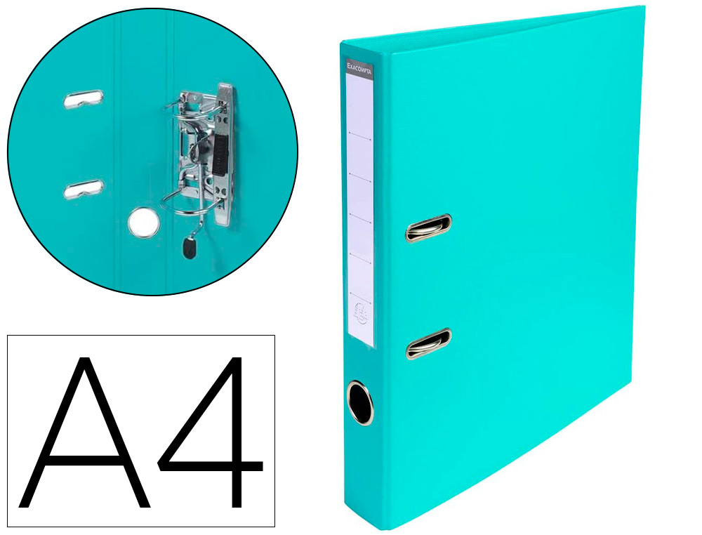 CLASSEUR LEVIER EXACOMPTA CARTON RECOUVERT PVC A4 32X29CM DOS 5CM TIQUETTE PORTE-TIQUETTE COLORIS VERT CLAIR