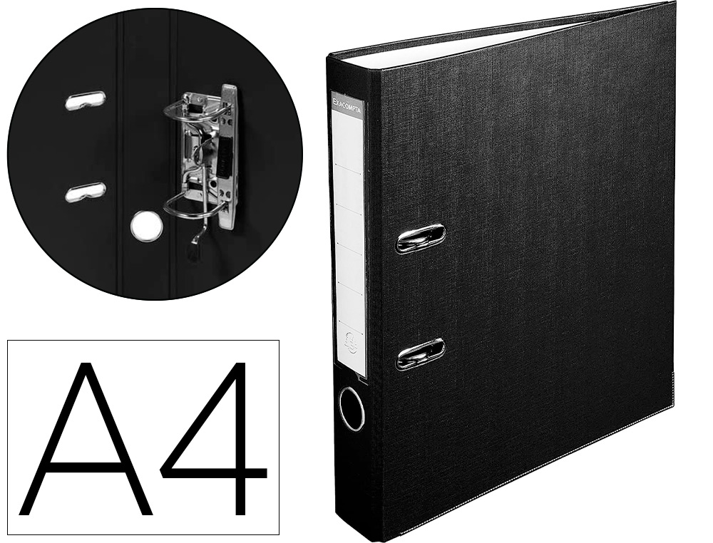 CLASSEUR LEVIER EXACOMPTA POLYPROPYLNE A4 32X29CM DOS 5CM OEILLET PRHENSION RENFORTS MTALLIQUES COLORIS NOIR