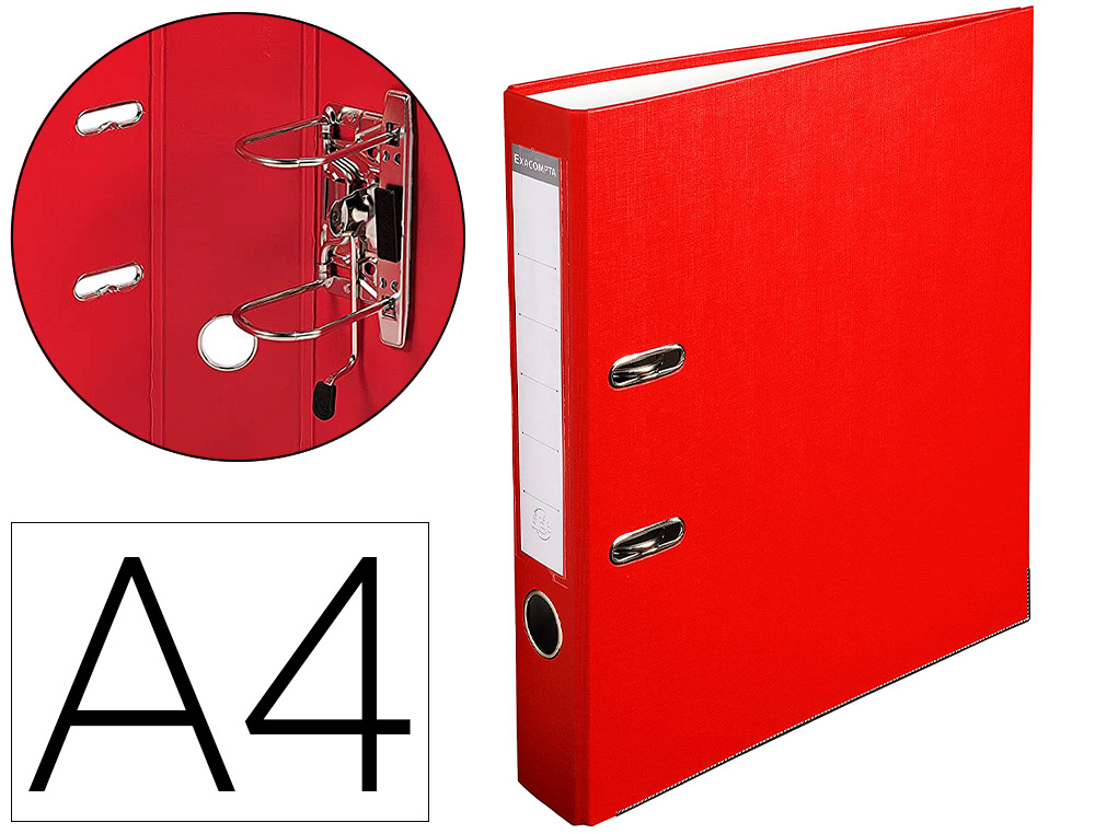 CLASSEUR LEVIER EXACOMPTA POLYPROPYLNE A4 32X29CM DOS 5CM OEILLET PRHENSION RENFORTS MTALLIQUES COLORIS ROUGE