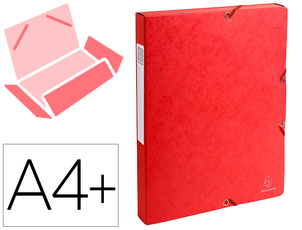 BOTE CLASSEMENT EXACOMPTA EXABOX CARTE LUSTRE 7/10E A4+ 25X33CM DOS 2,5MM COLORIS ROUGE