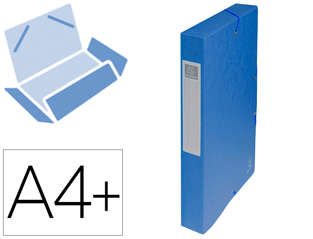 BOTE CLASSEMENT EXACOMPTA EXABOX CARTE LUSTRE 7/10E A4+ 25X33CM DOS 4CM COLORIS BLEU