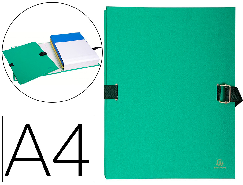 CHEMISE EXACOMPTA RABAT EN PIED CARTON RECOUVERT A4 23X32CM DOS EXTENSIBLE 13CM SANGLE BOUCLE COLORIS VERT CLAIR