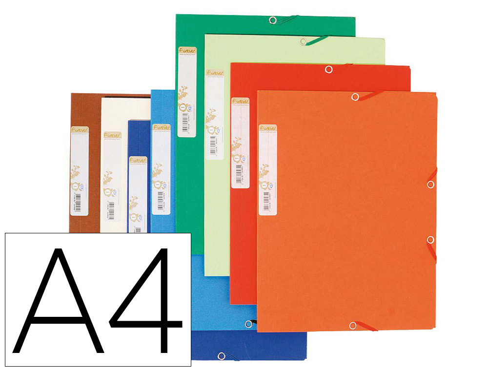 CHEMISE 3 RABATS EXACOMPTA FOREVER CARTE RECYCLE 380G FORMAT A4 24X32CM TIQUETTE DOS LASTIQUE LOT 25 UNITS ASSORTIES