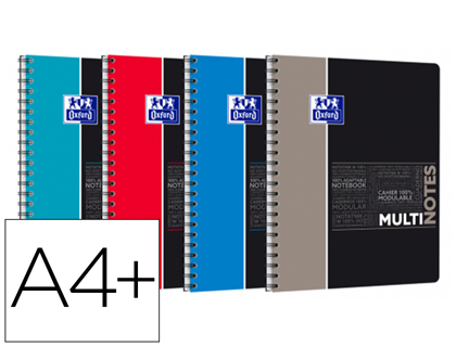 CAHIER MULTINOTES OXFORD ETUDIANTS RELIURE INTEGRALE   COUVERTURE POLYPROPYLENE A4+  160 PAGES PERFOREES 90G SEYES