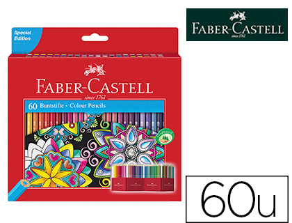 CRAYON COULEUR FABER-CASTELL CHATEAU ACCORDEON MINE        RESISTANTE ETUI CARTON 60     COULEURS FLUOS METALLISES