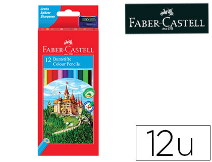 CRAYON COULEUR FABER-CASTELL CHATEAU ACCORDEON MINE        RESISTANTE ETUI CARTON 12     COULEURS VIVES