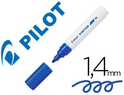 MARQUEUR PILOT PINTOR PEINTURE BASE D'EAU ULTRA-COUVRANTE TOUTES SURFACES POINTE MOYENNE RSISTANTE COLORIS BLEU
