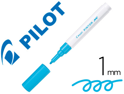 MARQUEUR PILOT PINTOR PEINTURE BASE D'EAU ULTRA-COUVRANTE MULTI SURFACE POINTE FINE RSISTANTE COLORIS BLEU PASTEL
