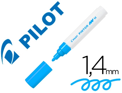 MARQUEUR PILOT PINTOR PEINTURE BASE D'EAU ULTRA-COUVRANTE MULTI SURFACE POINTE MOYENNE RSISTANTE COLORIS BLEU CLAIR