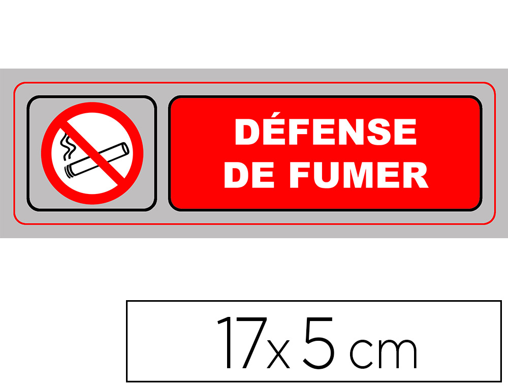 PLAQUE SIGNALISATION VISO SIGN PVC AUTO-ADHESIVE        DEFENSE DE FUMER 17X5CM
